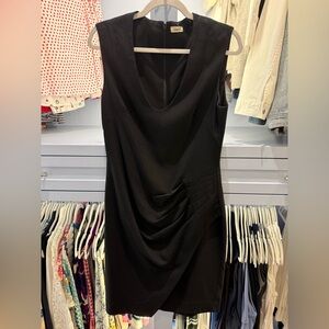 L'AGENCE Black Draped Midi Dress